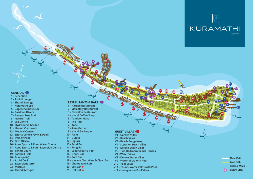 Kuramathi Map resort island